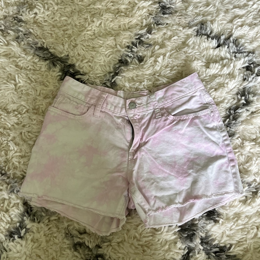 Old Navy girls pink tie dye jean shorts size 14
